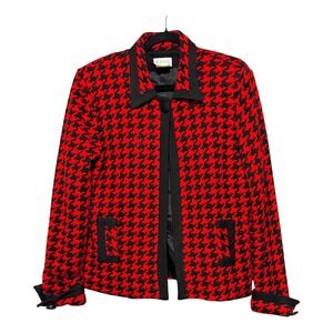 Vtg‎ Victoria Morgan Old Money Houndstooth Blazer Womens Size 12 Timeless Style